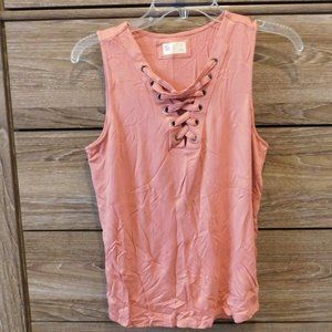 Women's/Junior Mauve Lace Up Tank